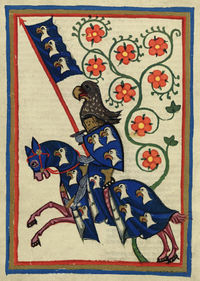 Ritterdarstellung im Codex Manesse, 14. Jh.